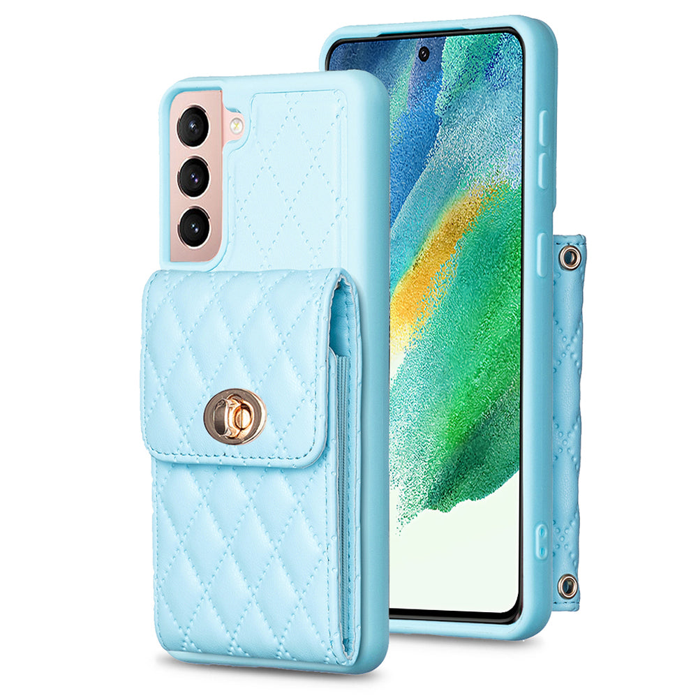 BF20 Phone Cover for Samsung Galaxy S21 FE 5G PU Leather Coated TPU Case with Card Holder and Strap BF20 Phone Cover for Samsung Galaxy S21 FE 5G PU Leather Coated TPU Case with Card Holder and Strap